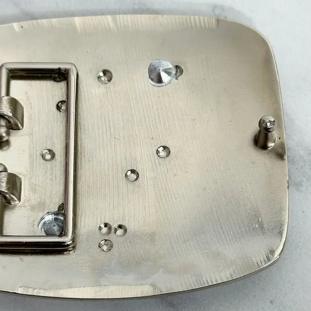 Rhinestone Studded X Letter Initial Monogram Silver Tone Belt Buckle